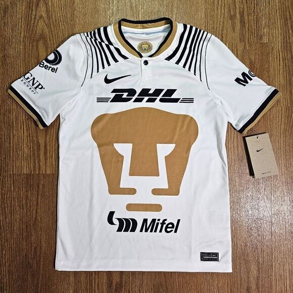 Nike Pumas UNAM 22 23 Jersey Home White Gold Blue Kids Size M DM2178-101 New - Picture 1 of 9